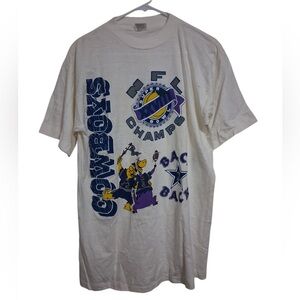 Vintage Dallas Cowboys NFL Single Stitch Flintstones Mens Shirt Large Bayclub